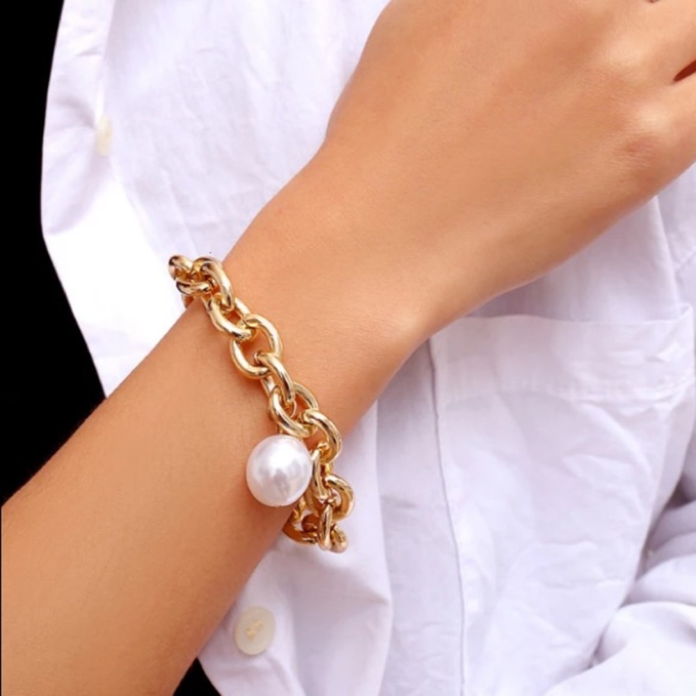 Silver Gold Tone Chunky Bracelet